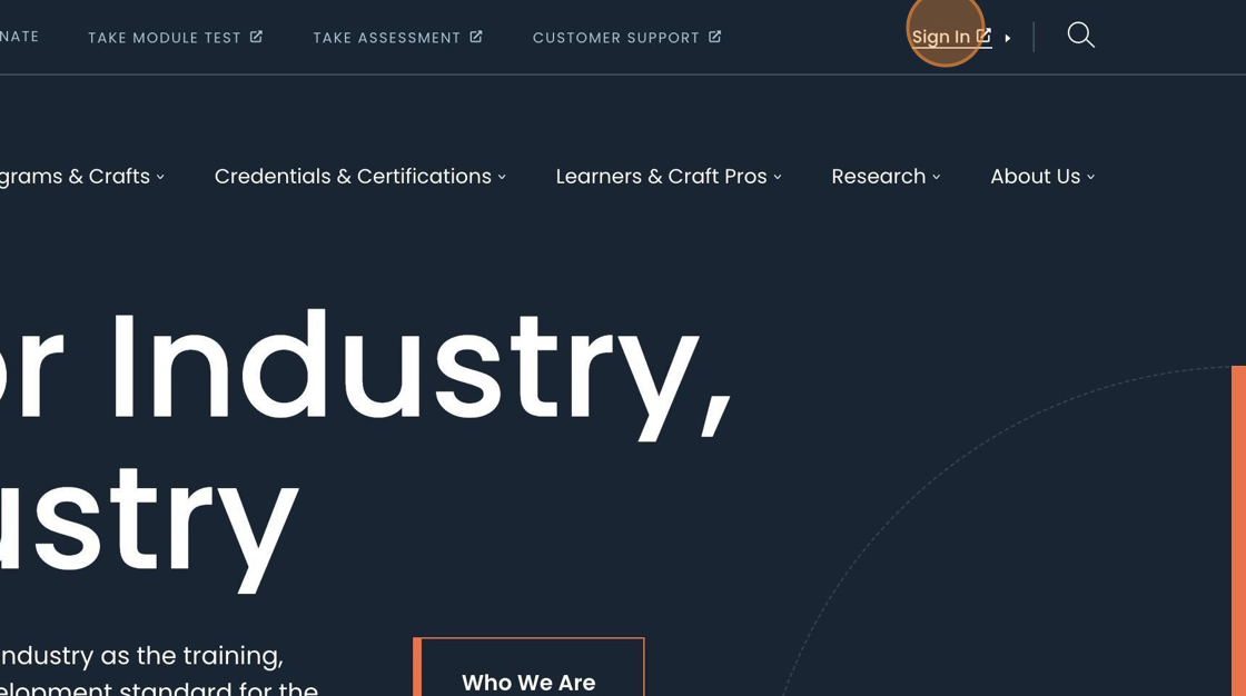 Facilitator Signing into the NCCER Learning Platform